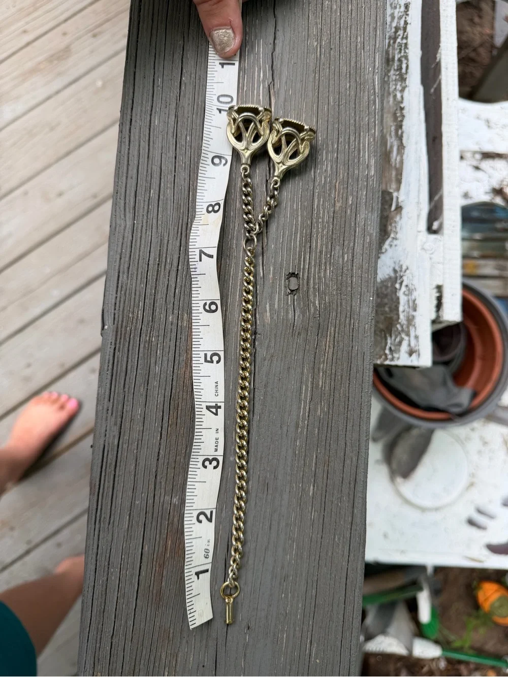 VTG 50s 60s Gold-Tone Double Tassel Watch Fob Chain Charm Bracelet (Napier?)